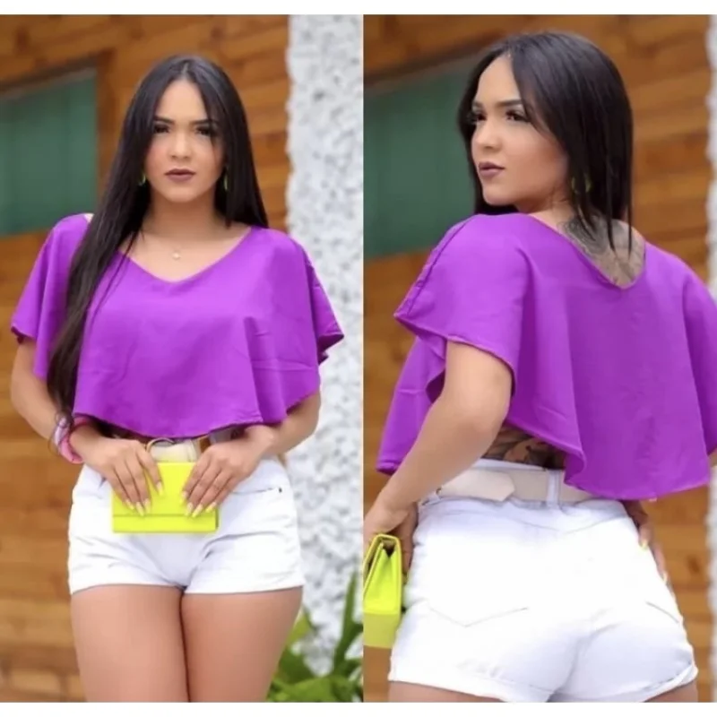 Ombro a Ombro Ciganinha Gaivota Cropped Feminino Branco