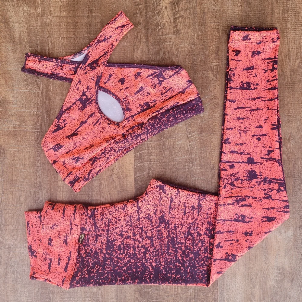 Feminino Conjuntos Fitness Calça E Top De Academia Kit 4 Estampa variada