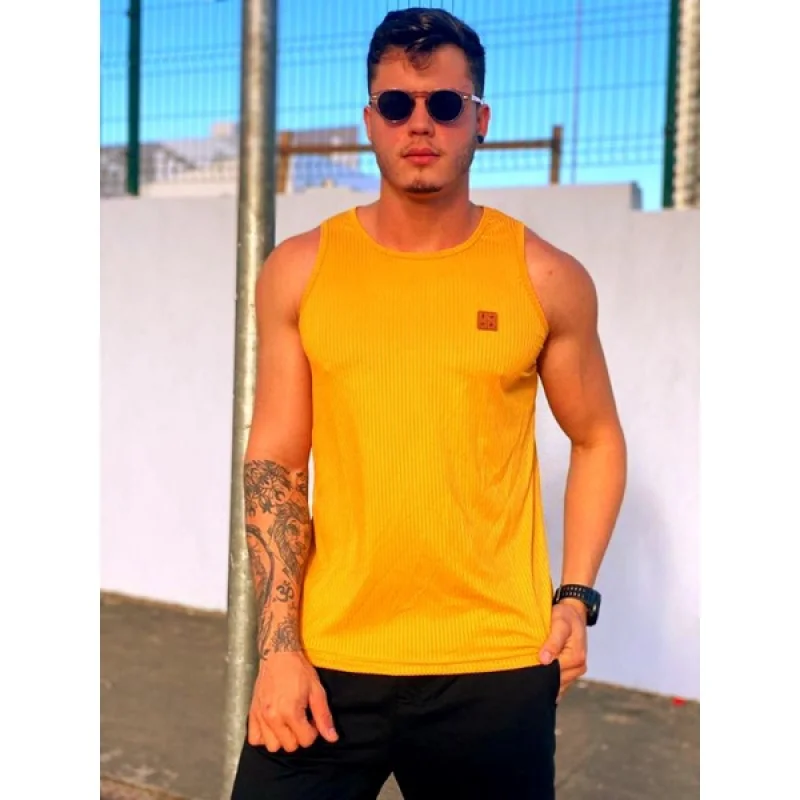Camiseta listra Longline masculina em malha canelada AZUL MARINHO MALHA
