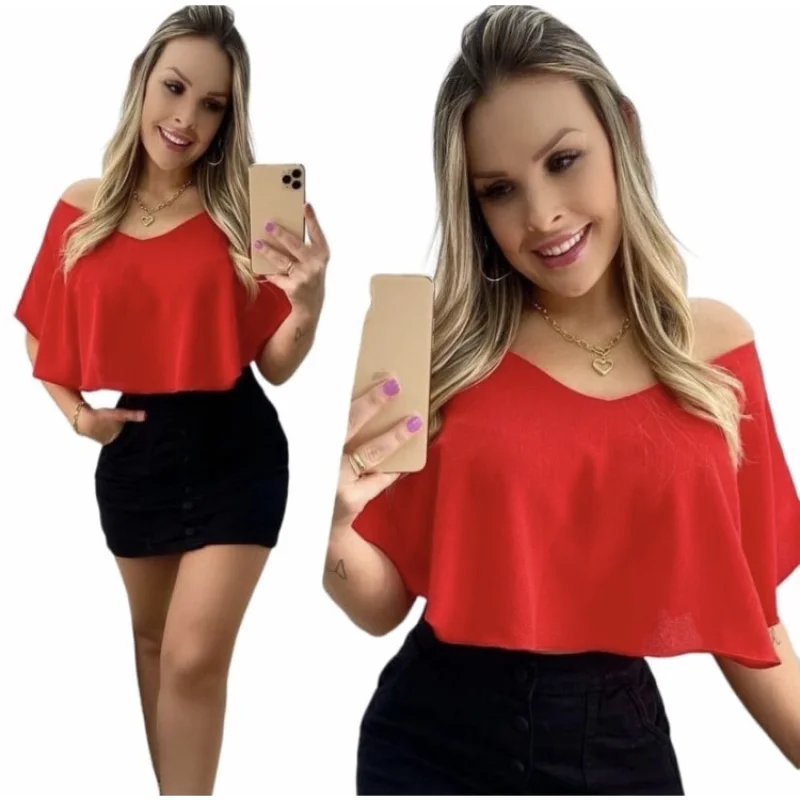 Ombro a Ombro Ciganinha Gaivota Cropped Feminino Branco