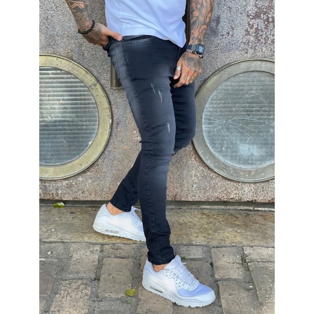 Calça Skinny Masculina Preta - Direto de Fábrica PRETA RISCADA