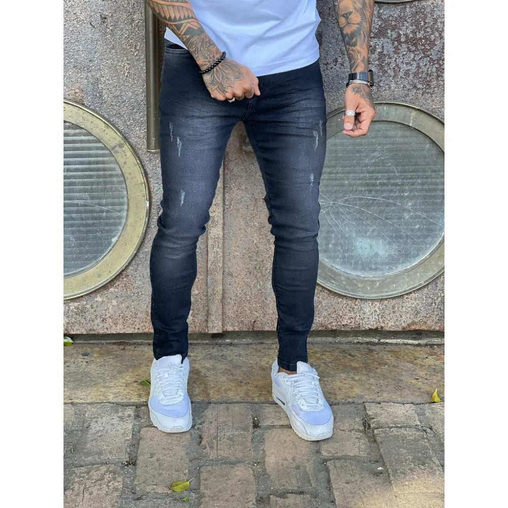 Calça Skinny Masculina Preta - Direto de Fábrica PRETA RISCADA
