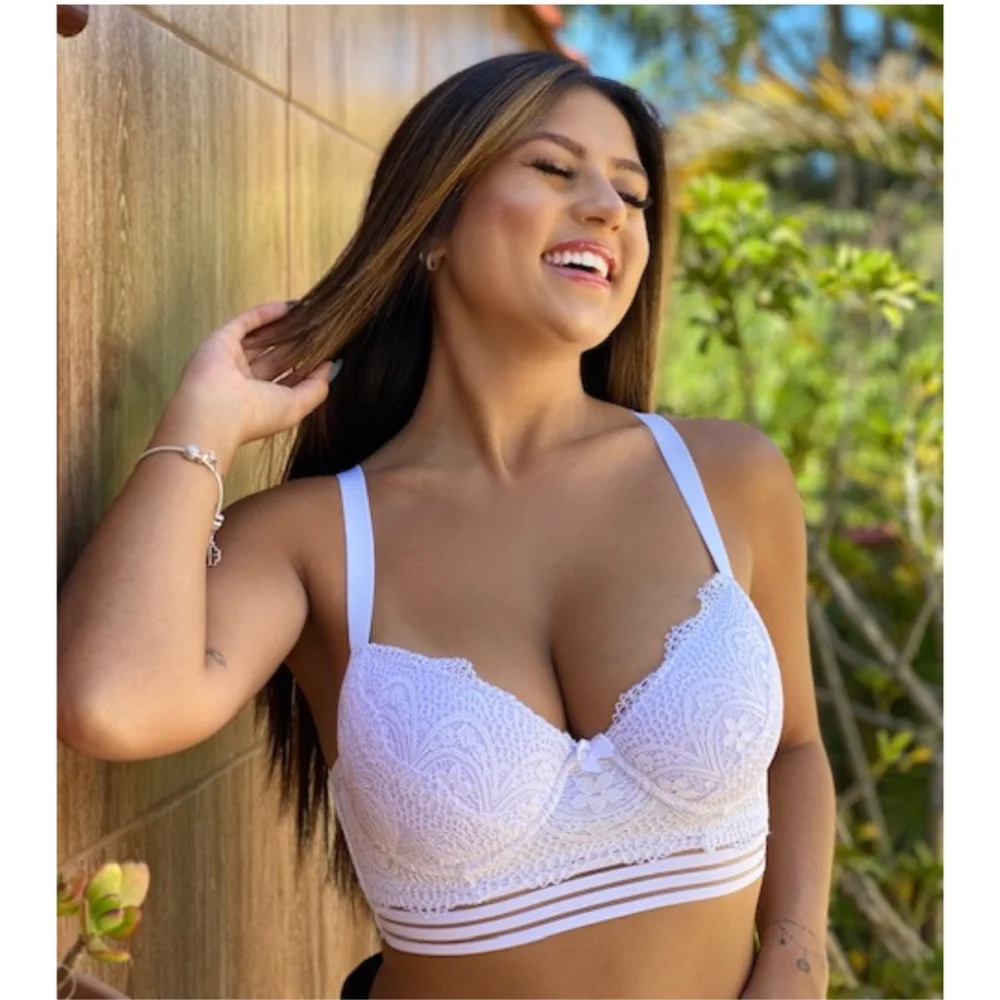 Sutiã Feminino Renda Plus Size com Bojo Reforçado - Alça Reforçada Branco
