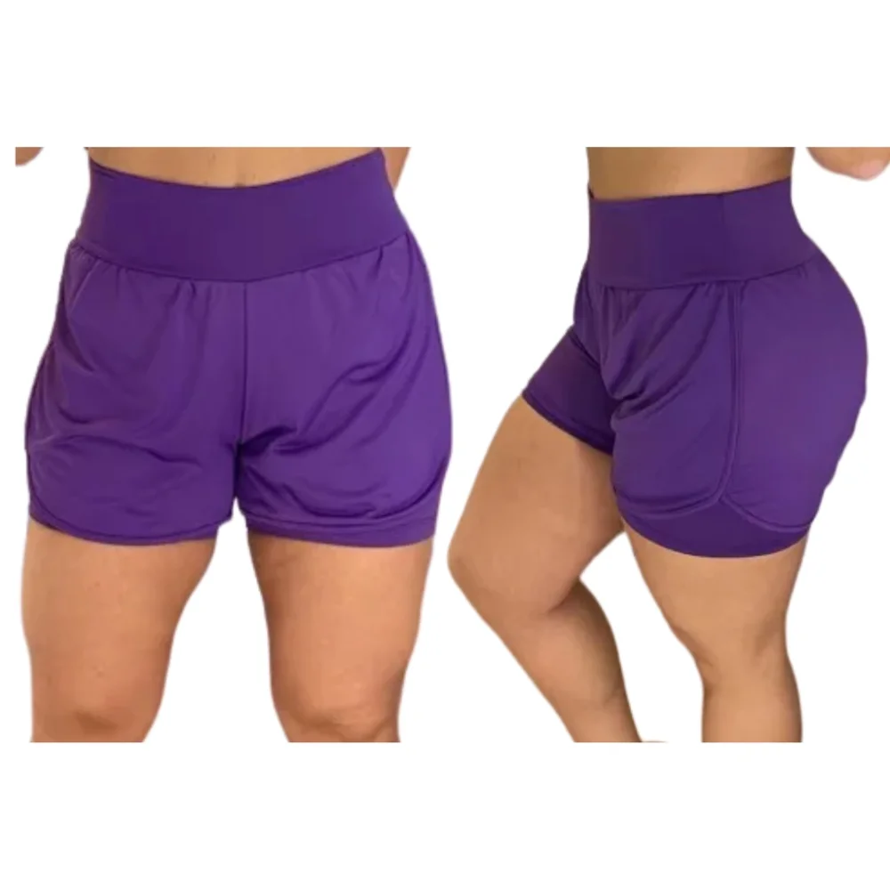 Short Feminino Fitness Duplo para Treino e Caminhada Azul Marinho