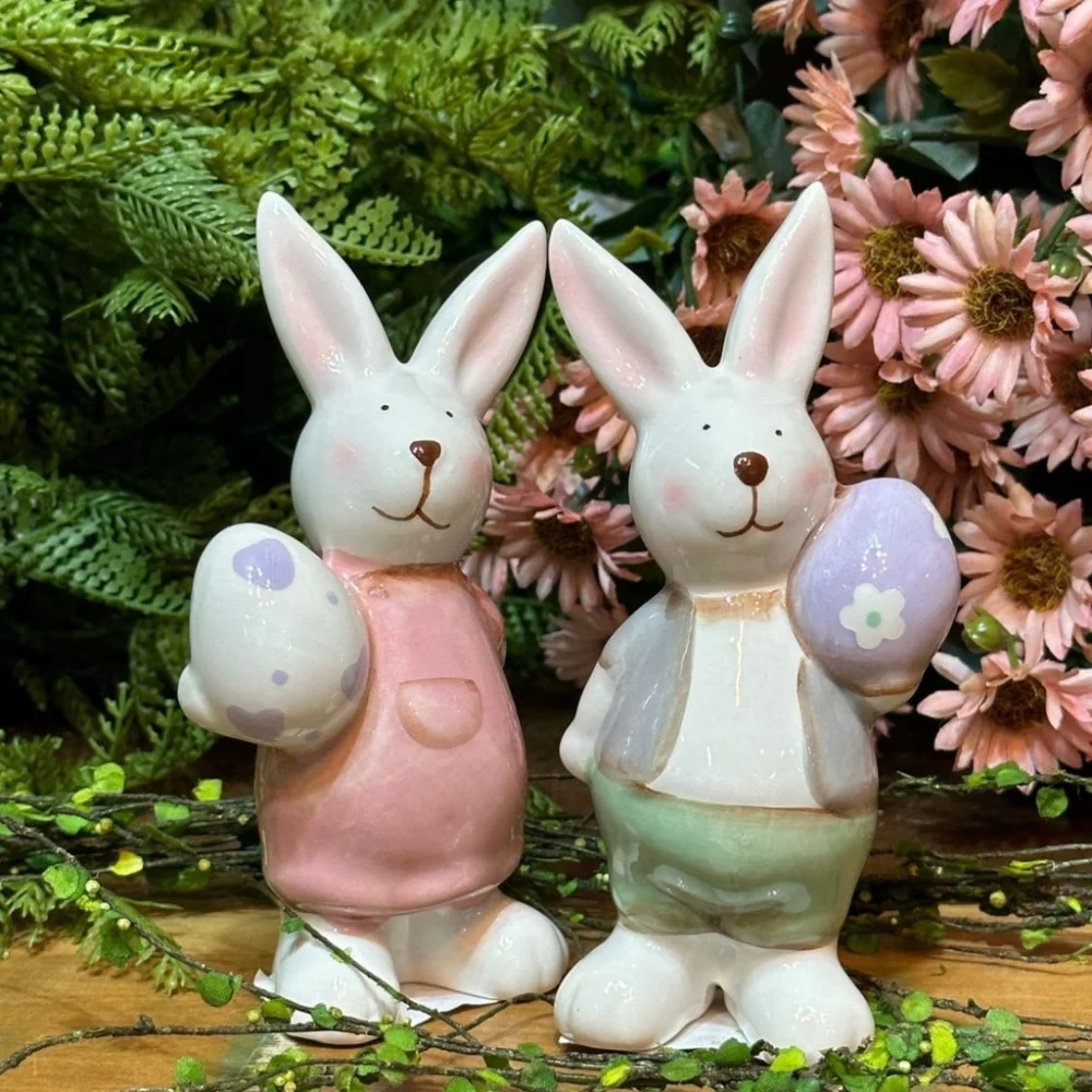 Páscoa - Coelho Decorativo Cerâmica Vencedor 13x6x4cm Único
