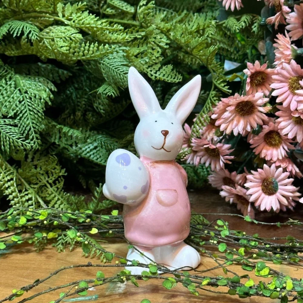 Páscoa - Coelho Decorativo Cerâmica Vencedor 13x6x4cm Único
