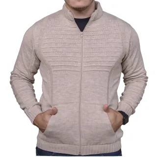 Cardigan masculino tricô casual gola alta suéter - Marinho