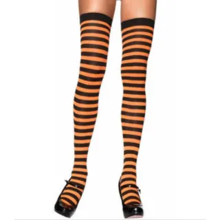 Festa cosplay meia preta e laranja listrada 7/8 - Único