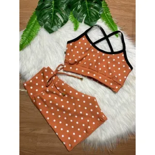 Conjunto Fitness Feminino Alcinha e Short com Cordinha - Rosa rosa bebê