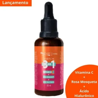 Max Love Sérum Facial Vitamina C Rosa Mosqueta Ácido Hialurônico 3 Em 1 30ML - Único