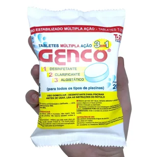 Kit de Suporte Flutuante para Piscinas com Clorador Cisne + 10 Tabletes de Cloro 3 em 1 Genco - Único