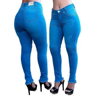 Calças Feminina Empina Bumbum Cintura Alta em Jeans com Lycra - Calça02