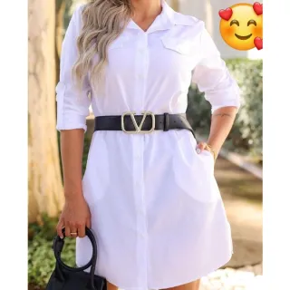 Chemise Social Manga Longa Lisa com Bolsos