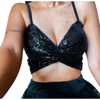 Top Cropped de Paetês com Lantejoulas - Nozinho - Prata