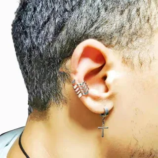 Acessórios de brinco feminino masculino - Brinco fake piercing para cartilagem - D 1Par Dourado