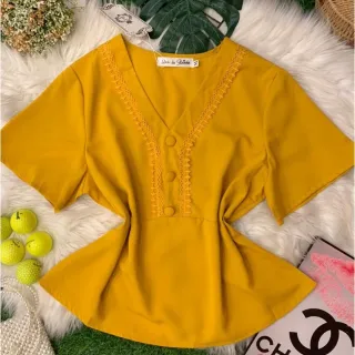 Botões viscolinho manga curta blusa