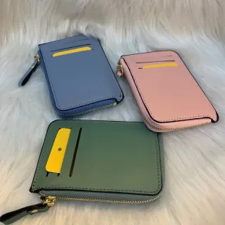 Porta cartão e moedas, carteira feminina pequena e fina - CAQUI843