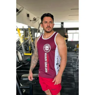 Fitness Masculina Regata Cavada - Camisa Black skull preta