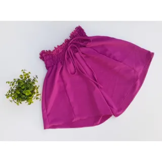 Moda Feminina Godê Crepe Twill Cintura Alta Lastex - Vinho