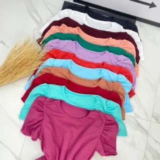 Linda Blusa Canelada Manga Curta Princesa Feminina Tamanho Único - Azul