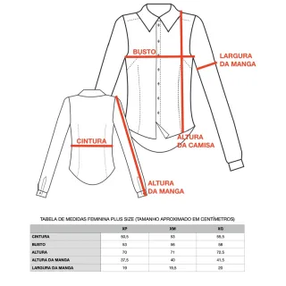 Uniforme Plus Size - Blusa Social Feminina Manga 3/4 - Cinza