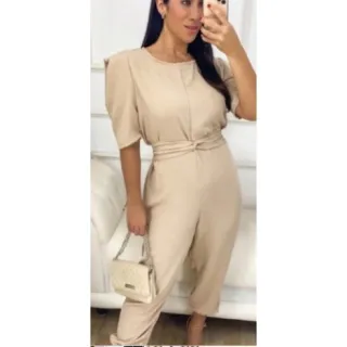 Manga Princesa Macacão Longo Feminino com Cinto - Fúcsia