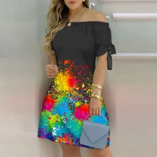 Vestido Boêmia Floral Justo Midi Manga Curta - Preto