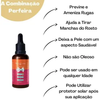 Max Love Sérum Facial 30ml: Vitamina C, Rosa Mosqueta e Ácido Hialurônico - Único