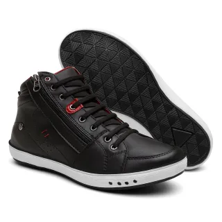 Promoção de Lançamento: Sapatênis Casual Masculino em Couro Botinha Cano Médio