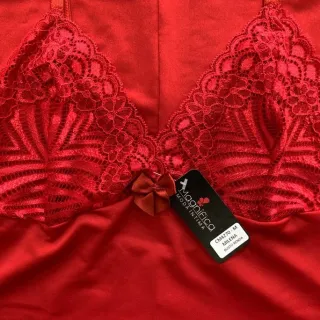 Roupa de Dormir Feminina Liganete com Renda - Camisola sem Bojo Confortável - Marinho