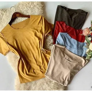 Camisetas femininas básicas, diversas cores e tamanhos. Frete grátis acima de duas unidades! - Terracota