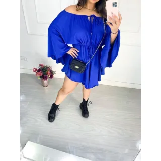 Manga Flare Macaquinho Liso VERÃO - Azul