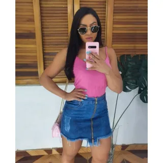 Saia de botões preta jeans - preta com ziper