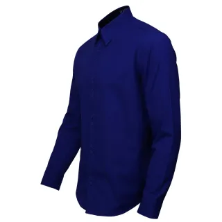 Camisa Social Masculina Slim Azul Royal Passa Fácil - Roupas de Homens, Manga Longa - Azul Royal
