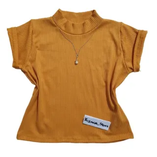 Cores Cropped Manga Curta Feminina - Top Gola Alta Canelada - Pink