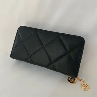 Bordada Feminina Carteira em 2 Zíper - Preto1102