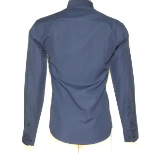 Camisa Slim Fit Manga Longa Social - Azul Escuro - G