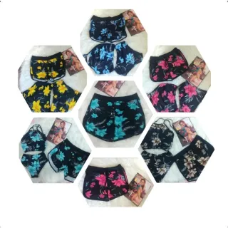 Saída de Praia Feminina Bermuda M/G/GG/G1 36 ao 54 - Flor amarela SHORT