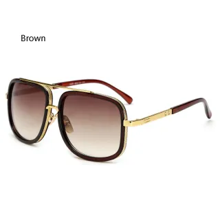 Óculos de Sol Masculinos Quadrados com Armação de Metal - C3