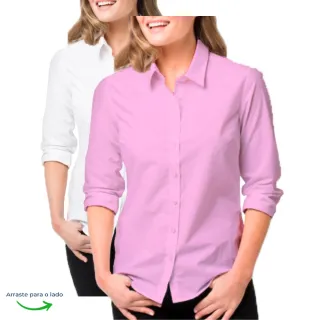 Entrega Rápida - Kit 2 Blusa Social Feminina Manga 3/4