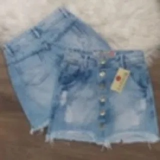 Saia de botões preta jeans - preta com ziper