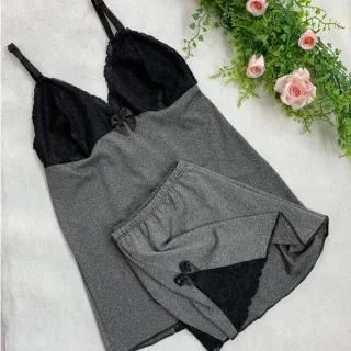 Pijama Linha Noite Baby Doll Feminino com Detalhe em Renda - ROMANCE C/ FROZEN