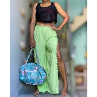 Cores e estampas - Saída de praia México (estilo calça pantalona) - Preto