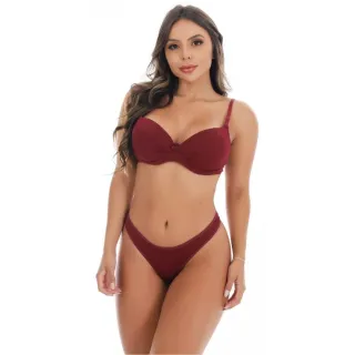 Lingerie Feminina Kit 3 Conjunto Jade Picon Calcinha e Sutiã - Cores Variadas - Preto