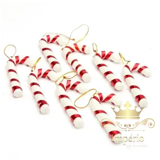 Enfeites de Natal Kit 6 Bengala Doce Listrada Pendente de Árvore - Único