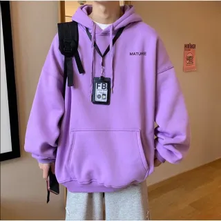 Plus Size Moletom Casual Simples com Capuz e Estampa de Texto Unissex - Azul