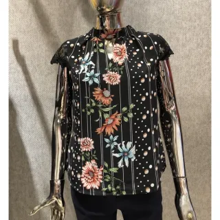 Blusinha Estampada Manga Curta Feminina Evangélica Social - Azul Marinho