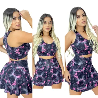 Conjuntos Saia Moda Feminina Roupa de Academia - P
