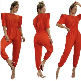 Manga Princesa Macacão Longo Feminino com Cinto - Fúcsia