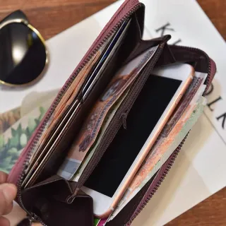 Carteira Feminina Com Zíper em Couro - Bolsa de Moeda com Alça - Modelo/Cores/Tamanho Aleatório